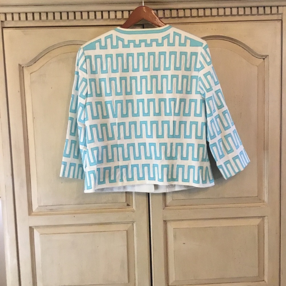 Geometric Patterned Jacket - Blue and White - Picture 2 of 3